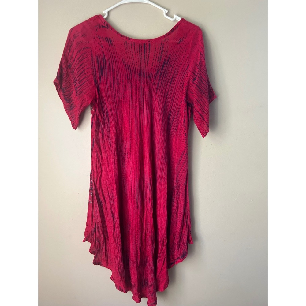 boho Red Embellished Dress Free Size Summer Festival Hippie